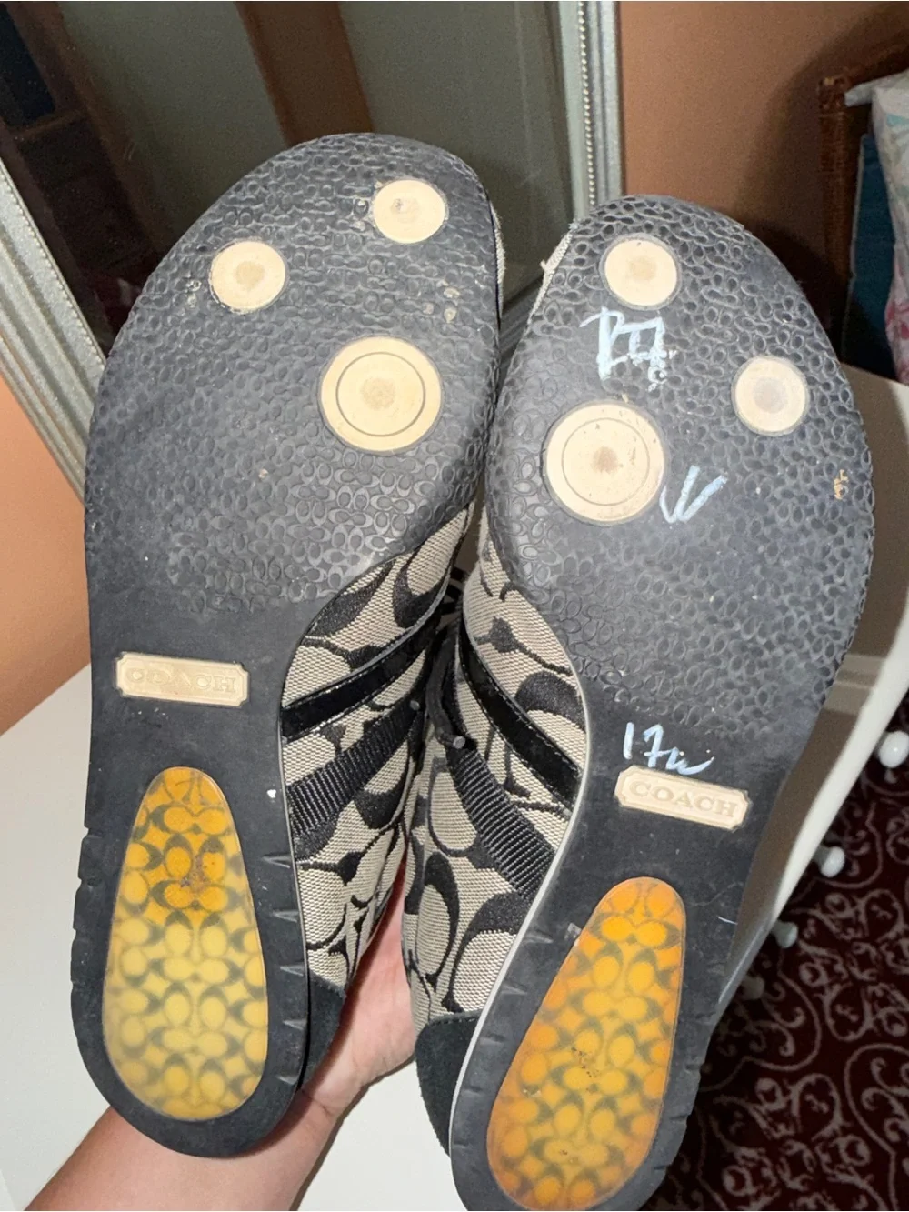 Coach Black and Beige Signature Logo Lace-Up Sneakers - Picture 3 of 6